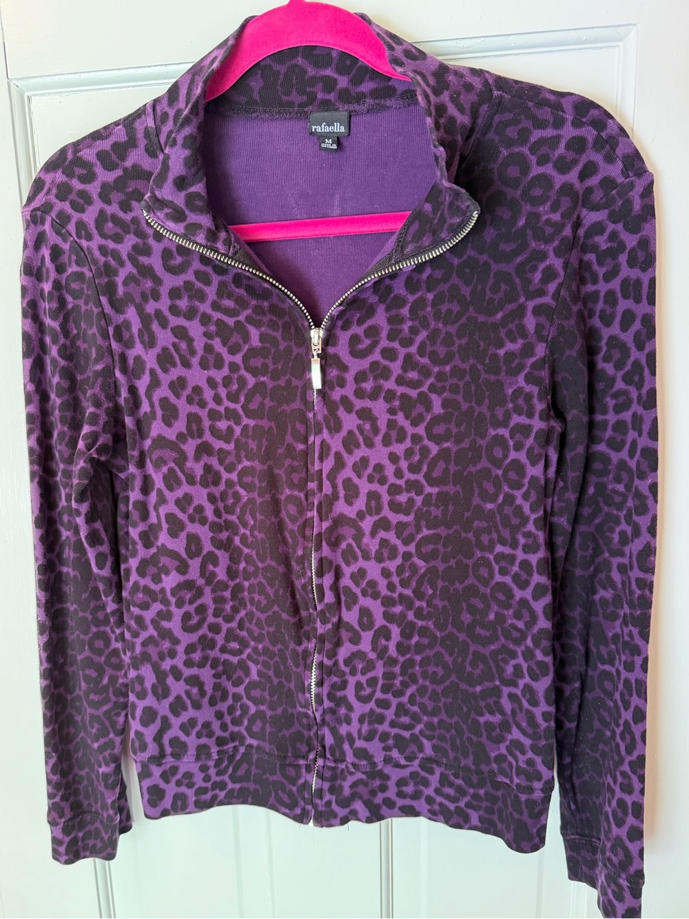 Rafaella Purple Leopard Print Full Zip Jacket Women’s Medium
